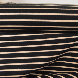Tissu maille lourde à rayures - Noir