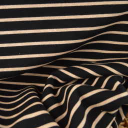 Tissu maille lourde à rayures - Noir