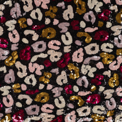 Tissu Sequin léopard multicouleurs