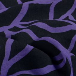 Tissu crêpe de viscose spaghetti violet - fond noir