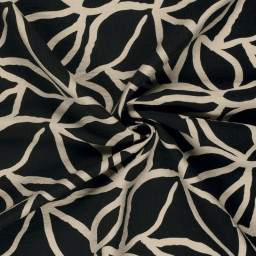 Tissu crêpe de viscose spaghetti beige - fond noir