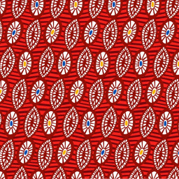 Tissu cretonne coton style wax rouge – Motif graphique africain