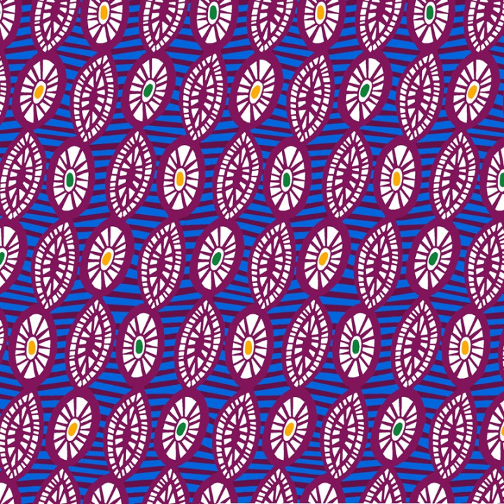 Tissu cretonne coton style wax bleu – Motif graphique africain