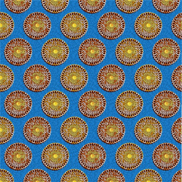 Tissu cretonne coton style wax bleu – Motif rond africain