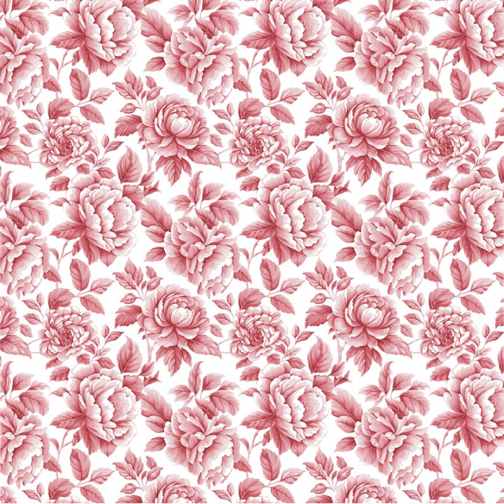 Tissu Cobalt en coton motif fleurs rouges fond blanc - oeko tex