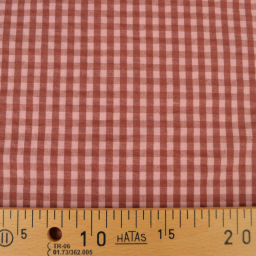 Tissu seersucker Eli Vichy petits carreaux - Cacao et rose Thé