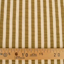 Tissu seersucker à rayures Tom - Pêche et Havane