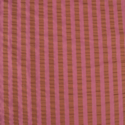 Tissu seersucker à rayures Tom - Bois de rose et Toffee