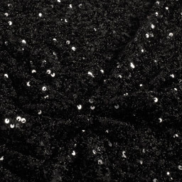 Tissu Sequin fin sur base velours - Noir