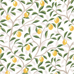 Tissu coton Enduit Cedra motif citrons fond blanc