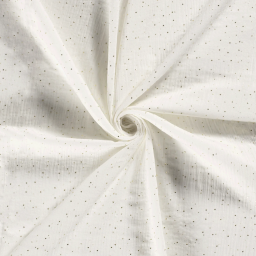Tissu Double gaze à pois or coloris Blanc cassé - OEKO TEX