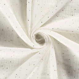 Tissu Double gaze à pois or coloris Blanc cassé - oeko tex