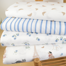 Tissu popeline de coton motif croissants fond blanc - OEKO TEX