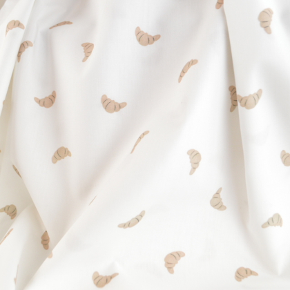 Tissu popeline de coton motif croissants fond blanc - OEKO TEX