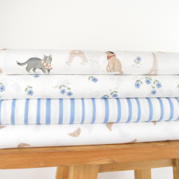 Tissu popeline de coton motif fleurs fond blanc - Vive la France