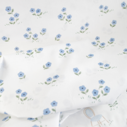 Tissu popeline de coton motif fleurs fond blanc - Vive la France