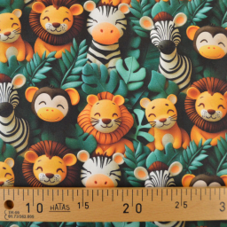 Tissu coton Tiny Wild façon 3D - Motif animaux de la Savane