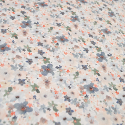 Tissu Piqué de coton motifs fleurs grises et beige - OEKO TEX