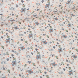 Tissu Piqué de coton motifs fleurs grises et beige - OEKO TEX