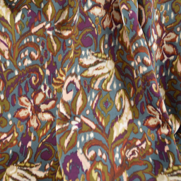 Satin Duchesse Imprimé – Motif Paisley & Fleurs sur Fond Bleu