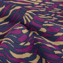 Tissu twill modal (viscose) motif animalier Aubergine
