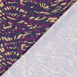 Tissu twill modal (viscose) motif animalier Aubergine