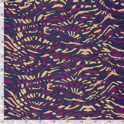 Tissu twill modal (viscose) motif animalier Aubergine