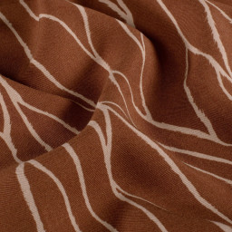 Tissu Twill de Viscose – Motif Graphique "Ondes Terracotta"