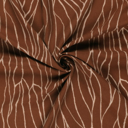 Tissu Twill de Viscose – Motif Graphique "Ondes Terracotta"