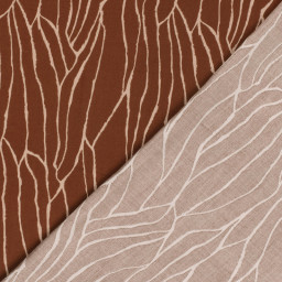 Tissu Twill de Viscose – Motif Graphique "Ondes Terracotta"