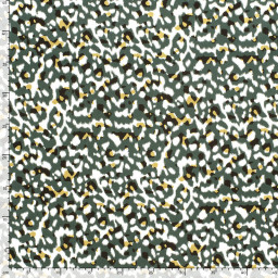 Tissu Jersey de Viscose – Motif Panthère Vert Sauvage - OEKO TEX
