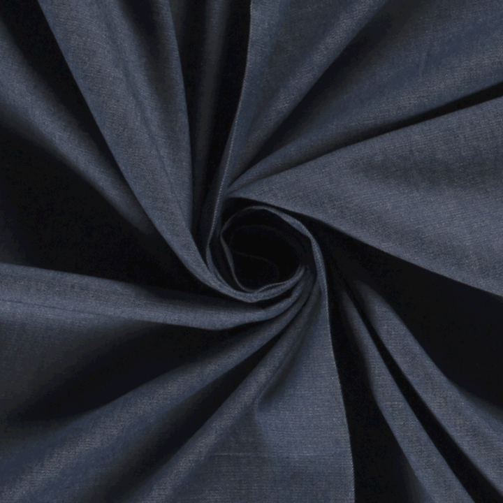 Tissu jean denim Fin et Souple en coton prélavé - bleu Indigo