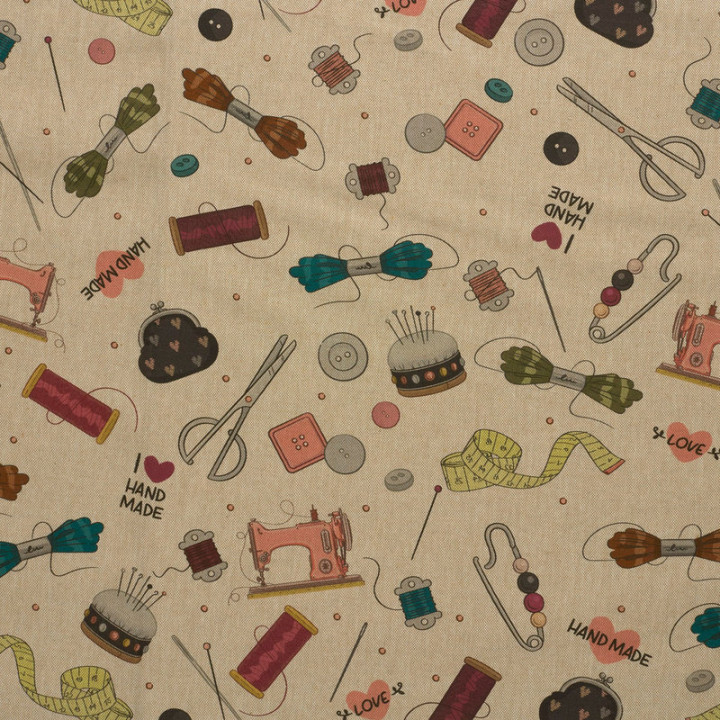 Tissu Aspect Lin – Motif Couture & Mercerie Vintage