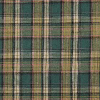 Flanelle Tartan Highland – Vert Sapin & Rose Poudré