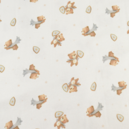 Flanelle motif oursons fond blanc cassé