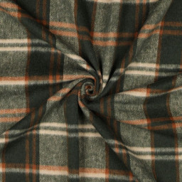 Tissu Tartan Écossais Loch Ness – Carreaux Vert, Orange et Écru