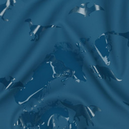 Tissu imperméable type ciré motif dinosaures fond bleu