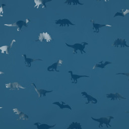 Tissu imperméable type ciré motif dinosaures fond bleu